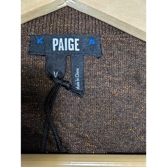 Paige Brown Genieve Metallic Glitter Cutout Sweater M - Picture 5 of 11